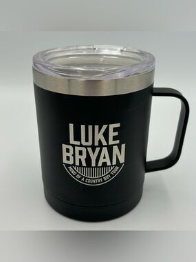 NEW Luke Bryan Travel Mug Mind Of A Country Boy Tour 12 Oz Insulated Lid Etched